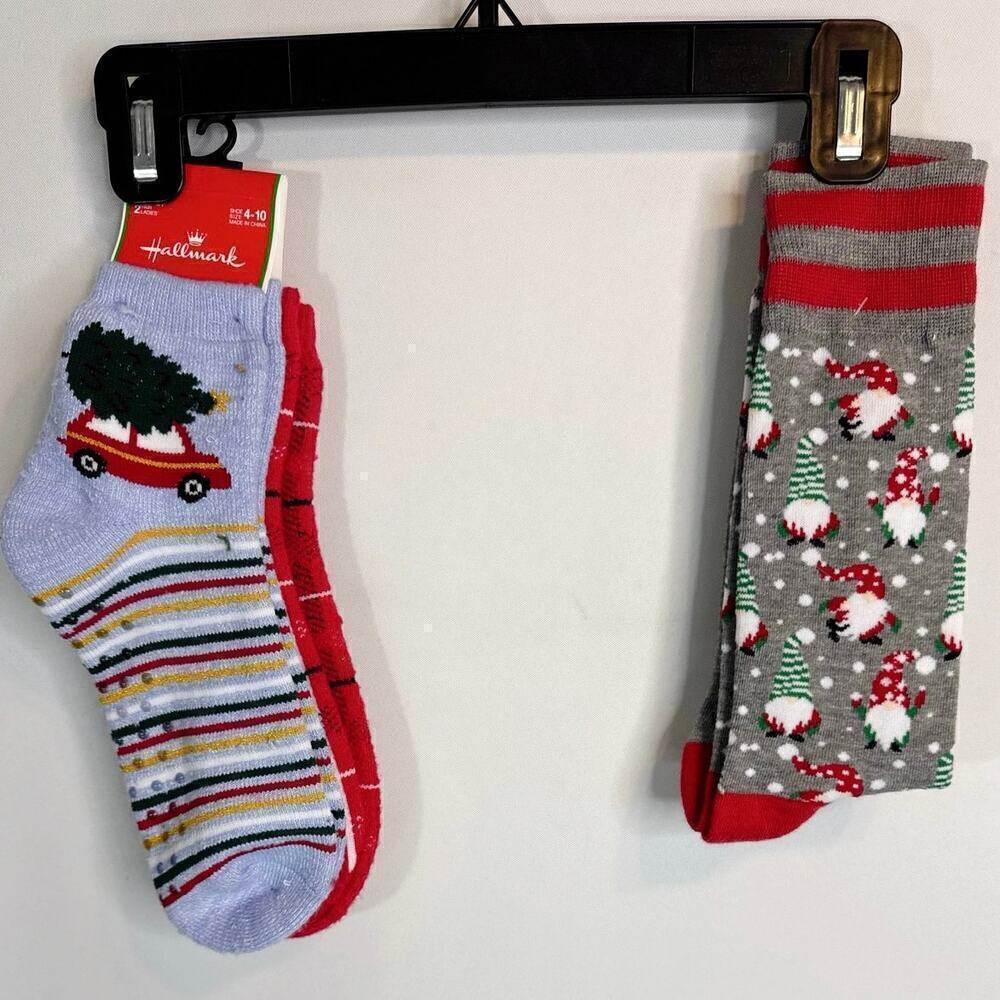 Hallmark Christmas Theme Anklet Socks NWT + Over Calf Sock NWOT- 3 Pairs Bundle